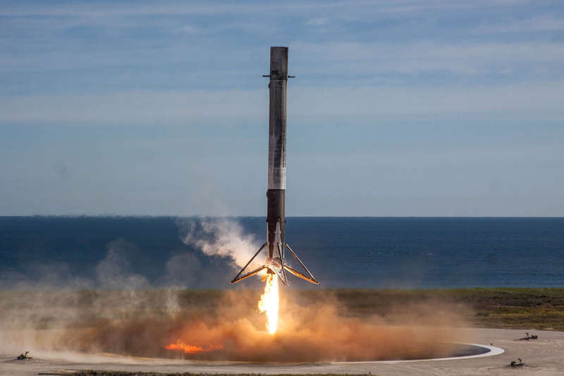 The B1035 Falcon 9 reusable core stage coming in for a landing on December 17, 2017.